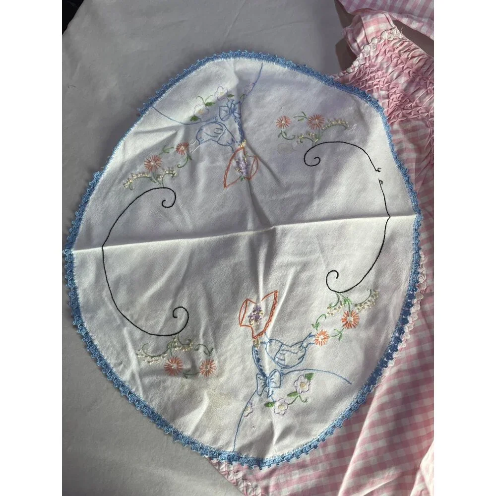 Rosie Pickford Bear 11 Pieces Embroidery Linens Table Toppers Vintage Decor